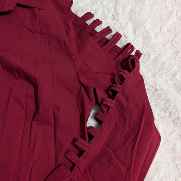 Zac & Rachel red blouse open sleeves size M - Picture 3 of 7